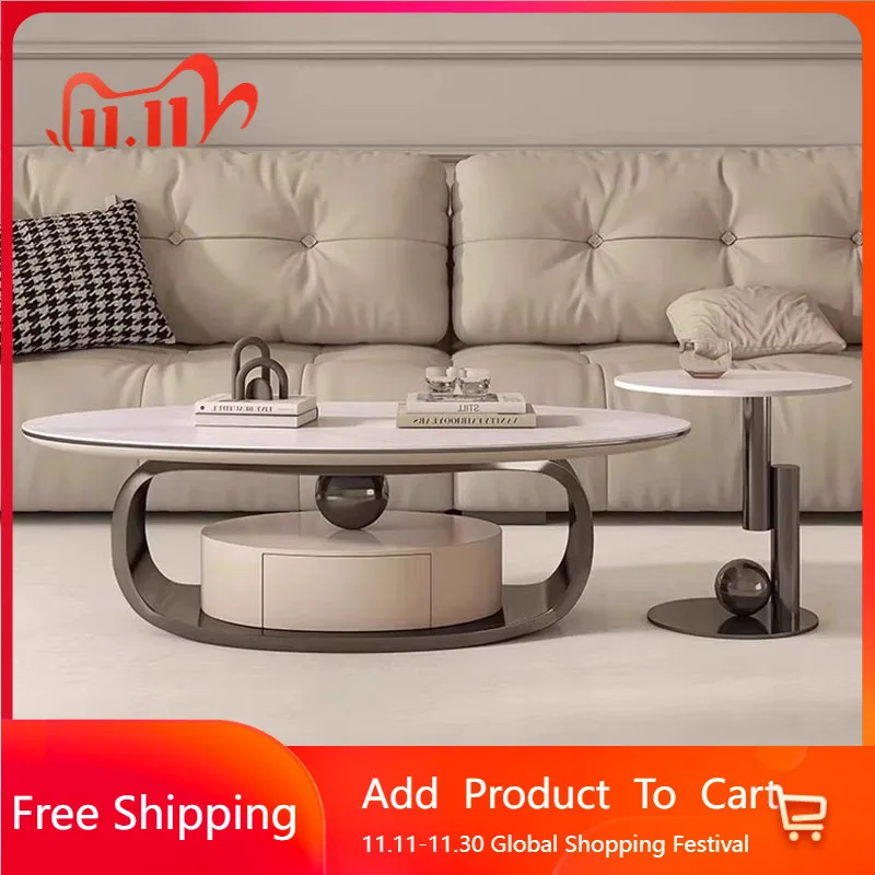 

Italian Luxury Coffee Table Aesthetic Modern Simple Living Room Side Table Designer Round Kaffee Tische Living Room Furniture