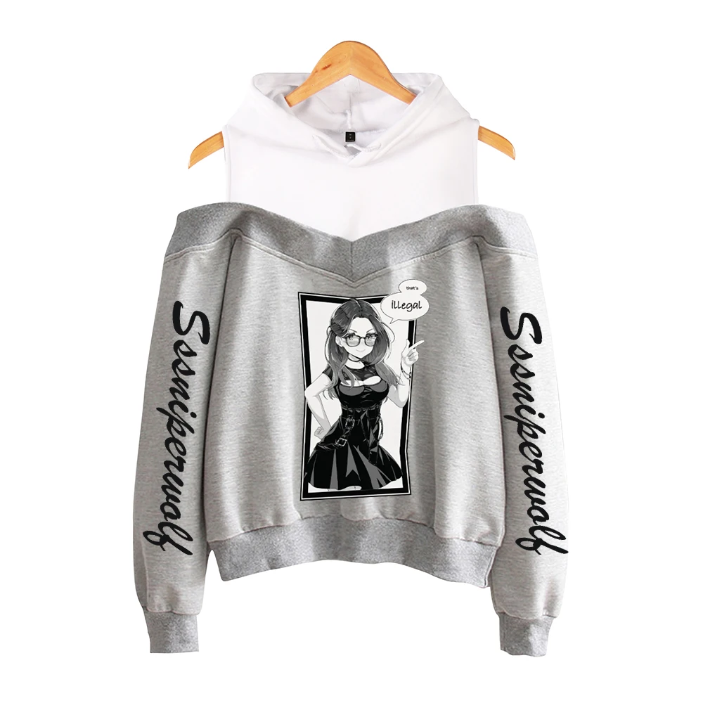 SSSniperWolf that's illegal Pullover Female Off Shoulder Navel Sweatshirt Women's Hoodie 2023 Casual Style Fashion Clothes