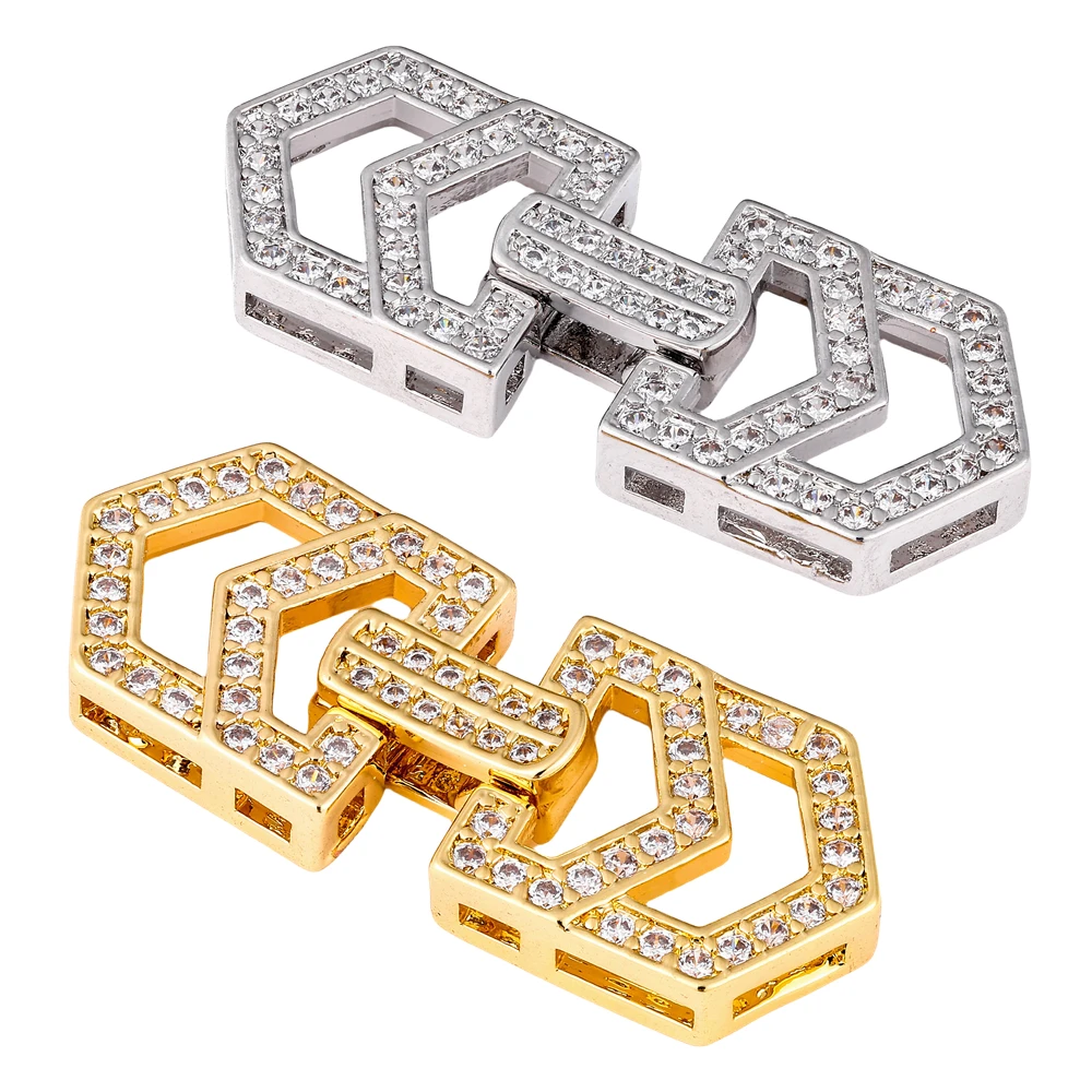 Juya 18K Gold Plated Creative Connector Closure Lock Clasp Hooks Mountings For DIY Needlework Gems Beads Pearls Jewelry Making