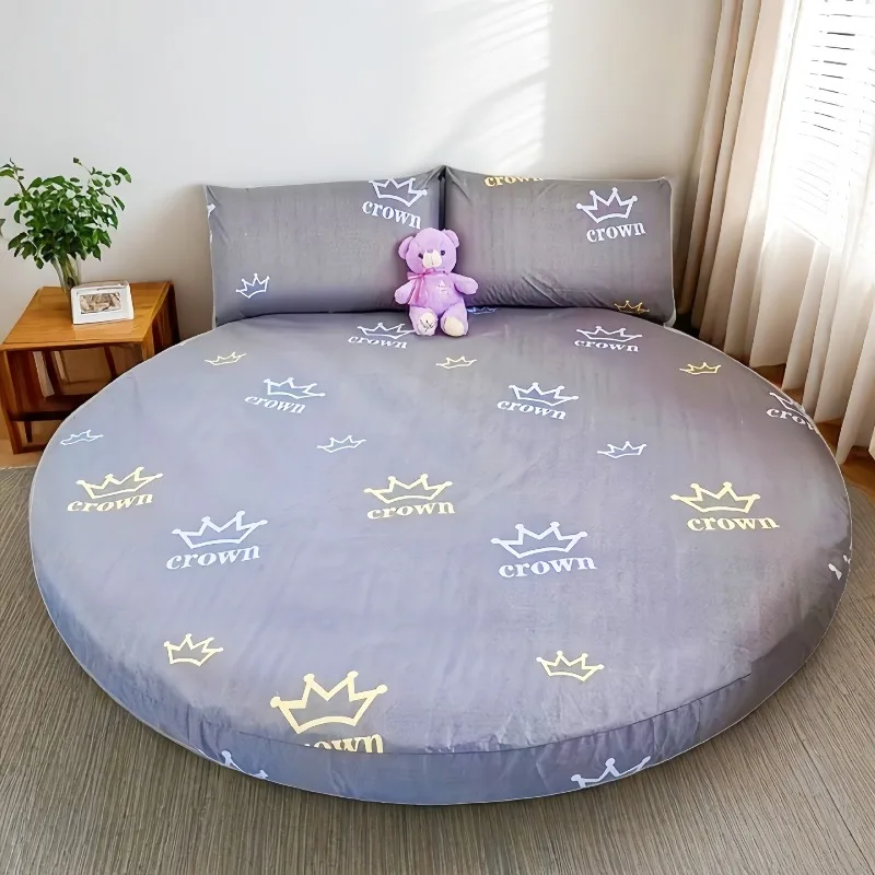 1PC Waterproof Round Cartoon Printed Bed Fitted Sheet with Elastic Single/Queen/King Mattress Cover (Without Pillowcase)