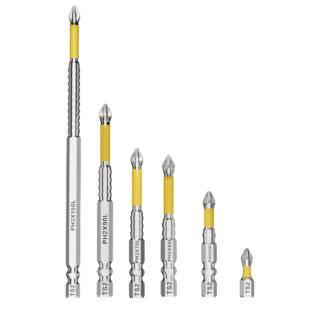 1/6 個高硬度と強力な磁気ビット 25-150 ミリメートルノンスリップクロスドライバービットヘッド PH2 ツール電動ハンドドリルネジ