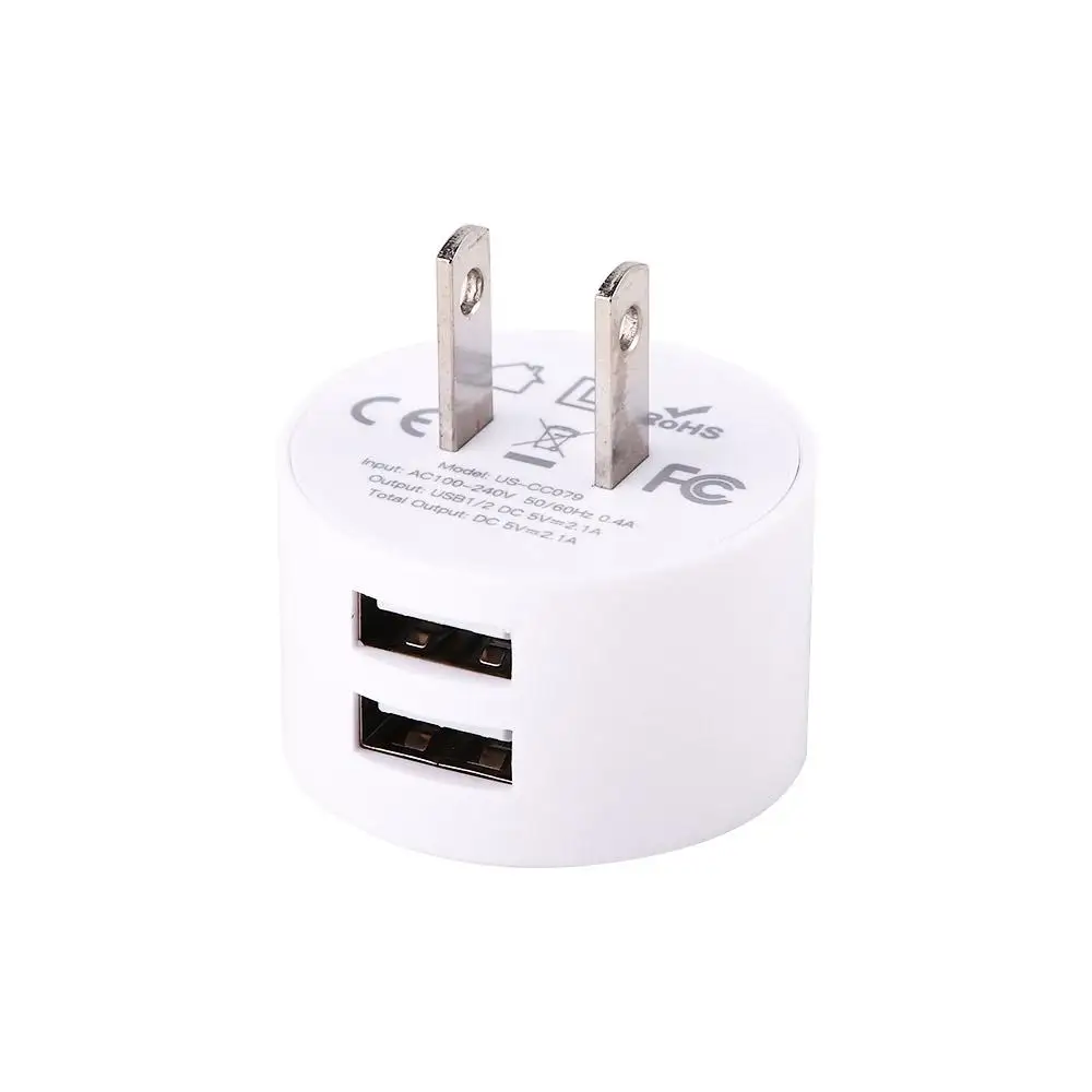 Phone Adapter Travel Charger Dual USB Mini Adapter Mobile Phone Charger Dual Usb Round Charger Wall Charger Min EU UK US Plug