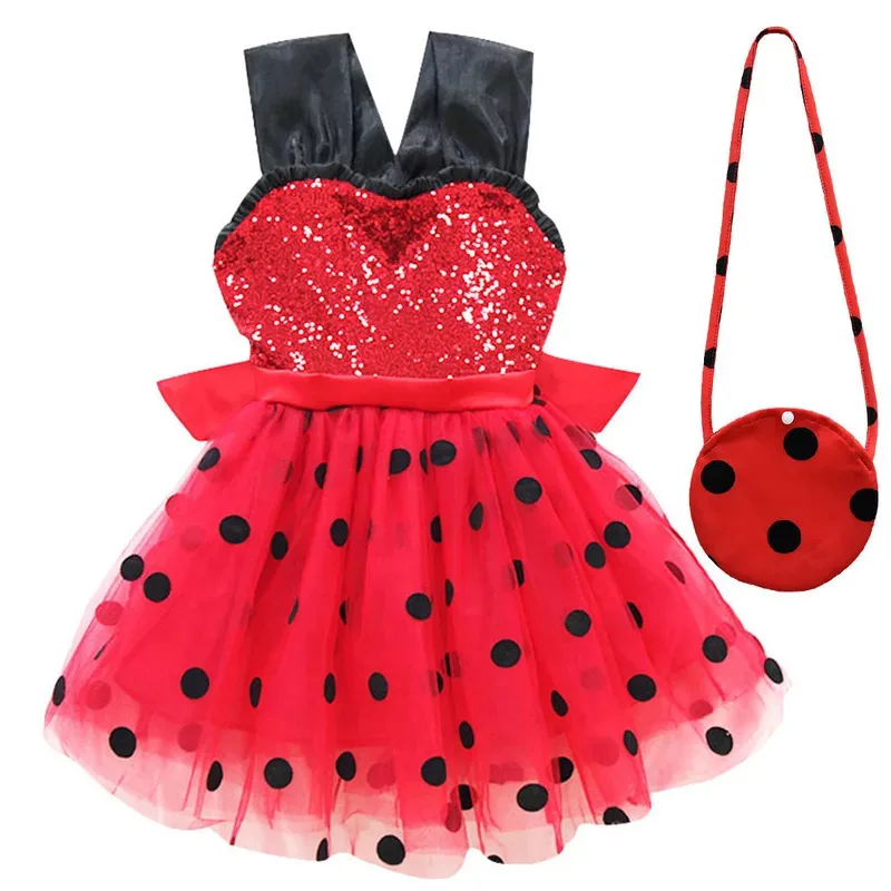 Joaninha Little Girls Flying Sleeve Cosplay Princess Outfits Birthday Party Dress Stage Performance Child s;5'b,8.