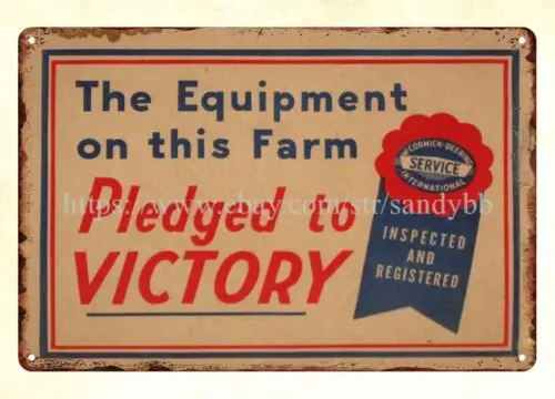 metal wall hanging decor 1940s MCCORMICK-DEERING IH VICTORY metal tin sign