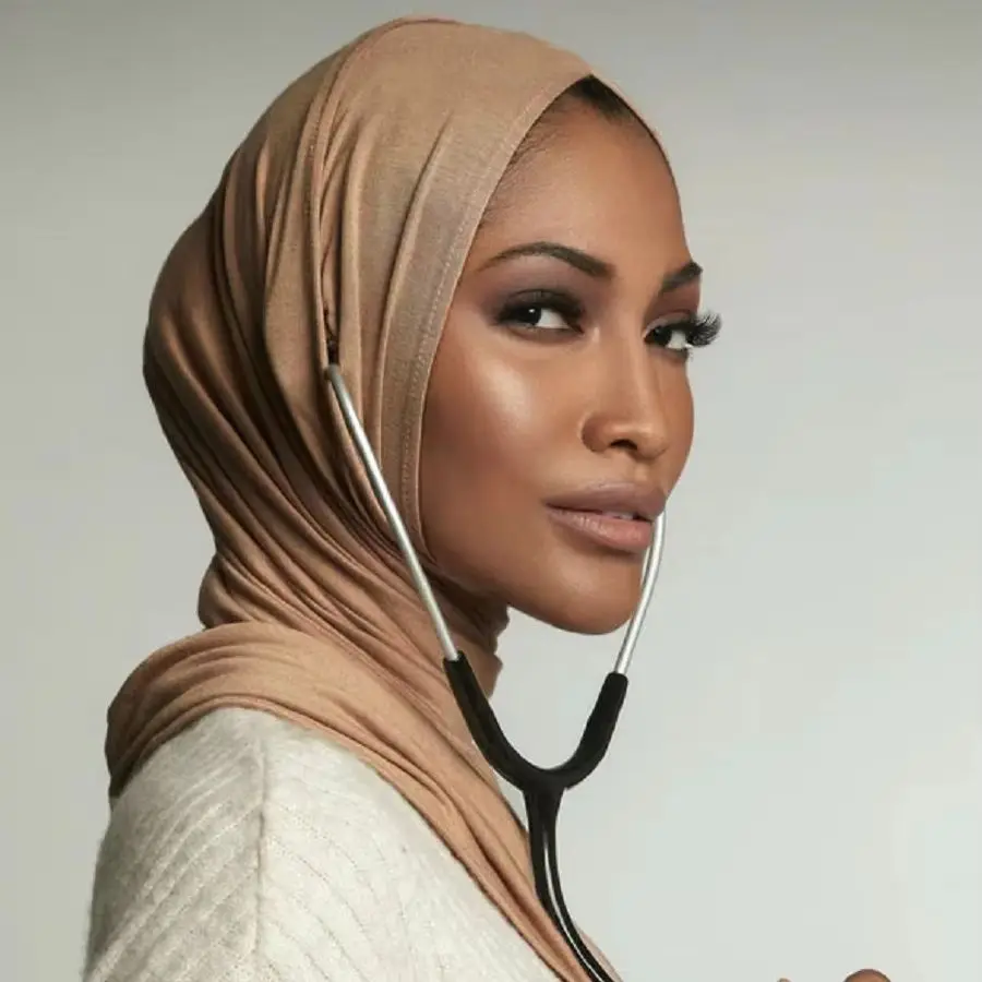

Modal Jersey Instant Hijab With Ear Hole Scarf Woman Muslim Shawl Solid Color Easy To Wear Shawl Wrap With Undercap For Woman