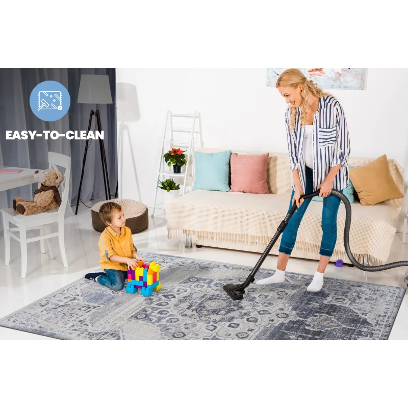 NAAR PAYAS 컬렉션 8X10 크림 / 블루 / 메달리온 지역 러그