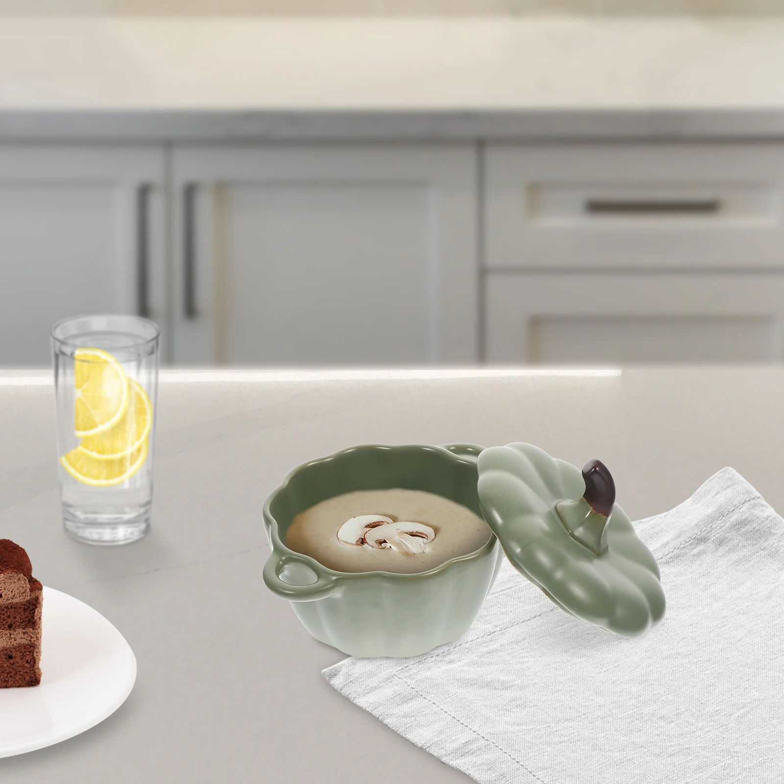

Ceramic Pumpkin Soup Bowl Stew Pot with Lid for Kitchen Steamed Egg Bowl Pumpkin Dessert Container Easy Clean Stew Pot