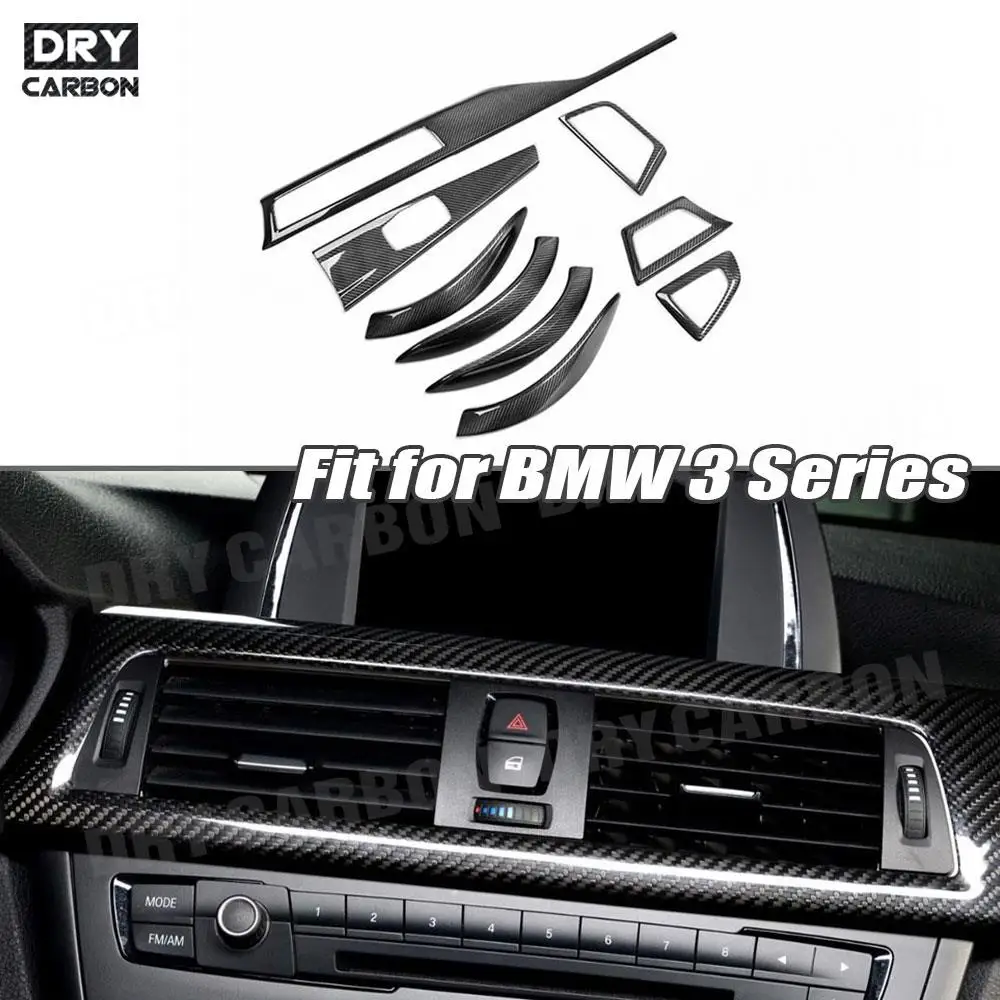 Dry Carbon Fiber AC Outlet Moulding Trim Stickers Door Handle Frame Covers For BMW 3 Series GT F34 2016-2019 F30 2013 2014 2015