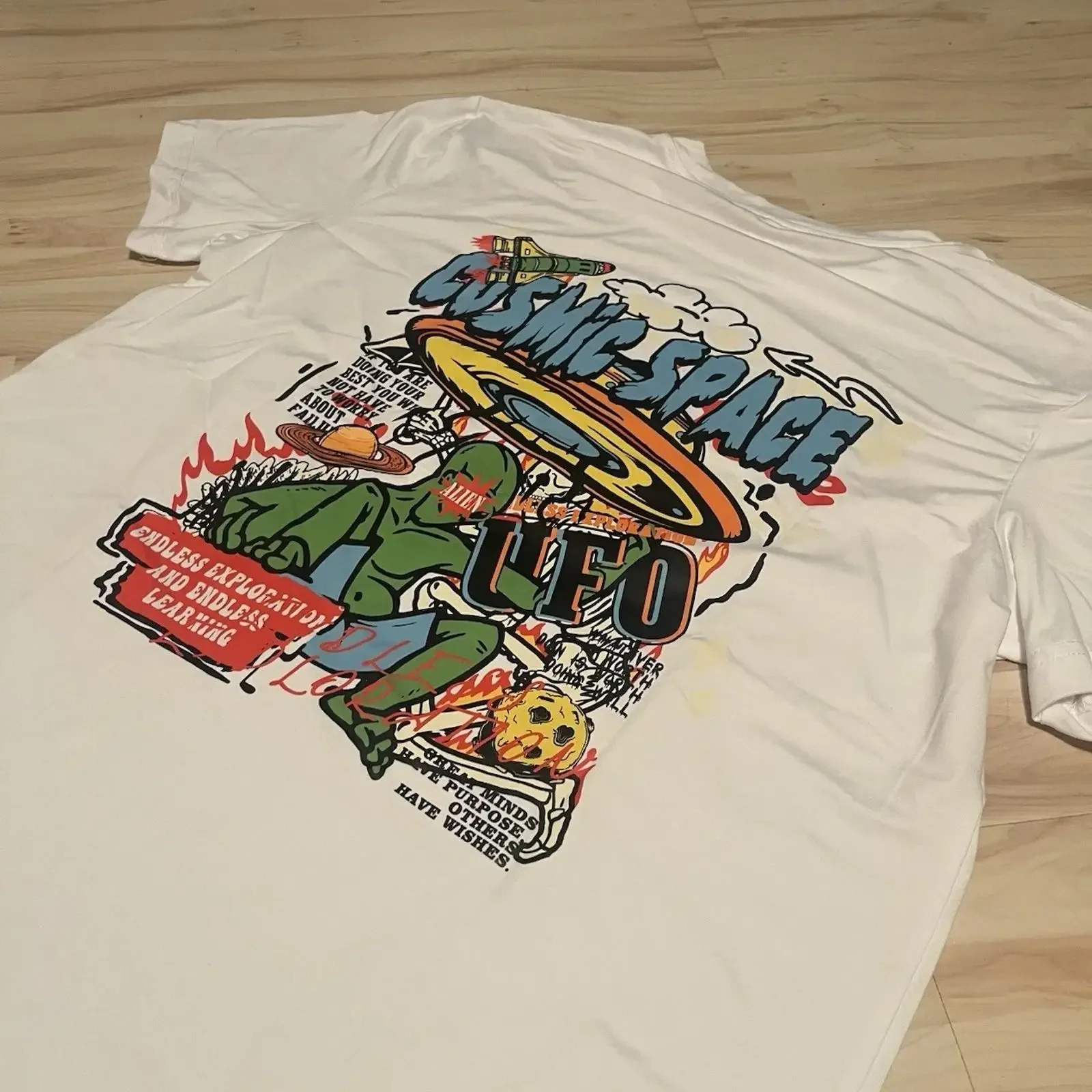 T Shirt Vintage Gr M Comic Style Y2K Street Wear 90er Retro vintage Washed designer clothes Stylish homme Breathable Versatile