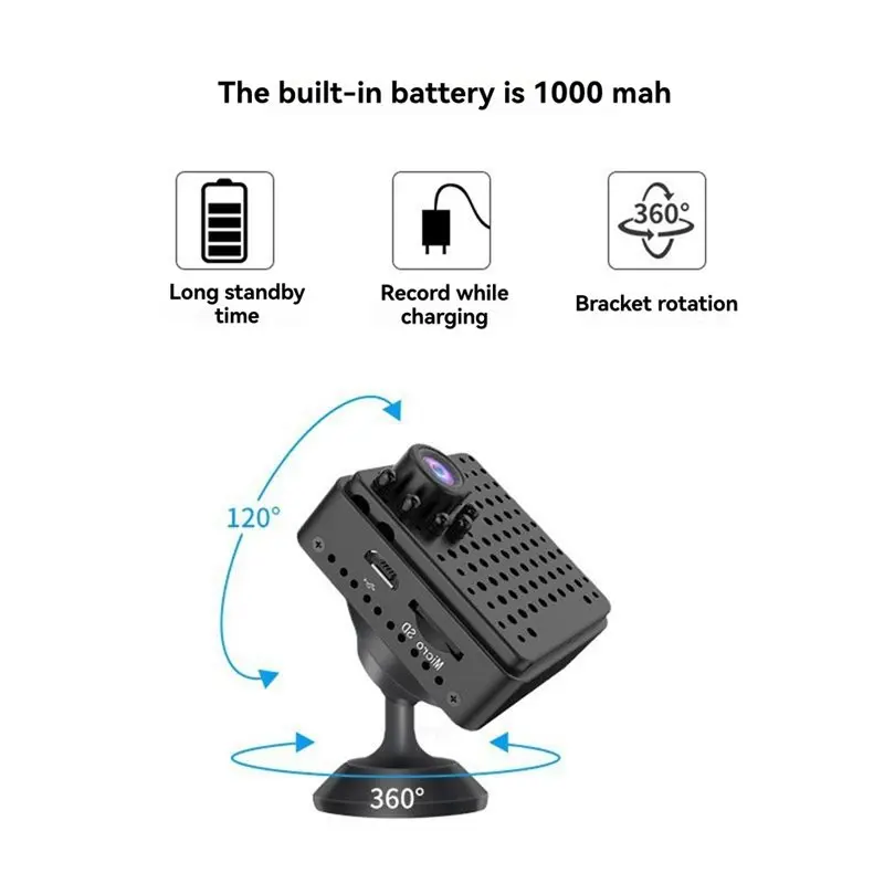 B24B Indoor Security Camera 1080P Resolution With Infrared Night Vision Motion Detection 155 Degree Wide Angle Lens Built-In Bat