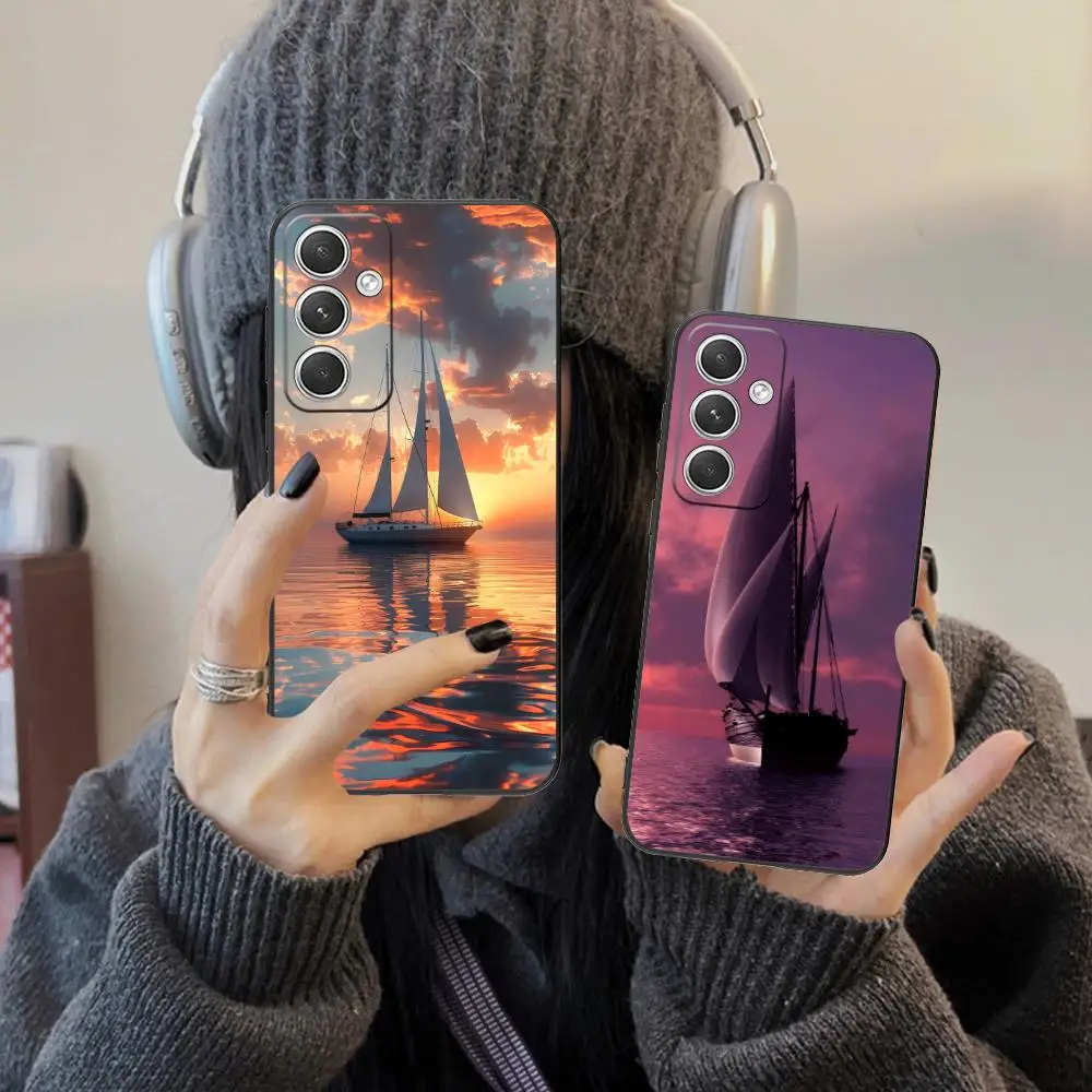 

Pretty Sailboat Mobile Phone Case for Samsung Galaxy S26 S25 S24 S23 S22 S21 S20 Note20 Plus FE Ultra Colorful Cover Smartphone