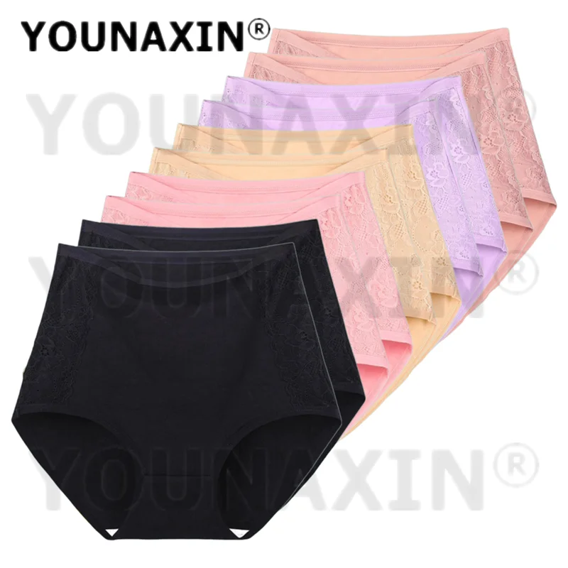 YOUNAXIN 10 Pieces Women's Underwear Abdominal Panties Middle-aged Briefs Plus Size XL-6XL Underpants Wholesale