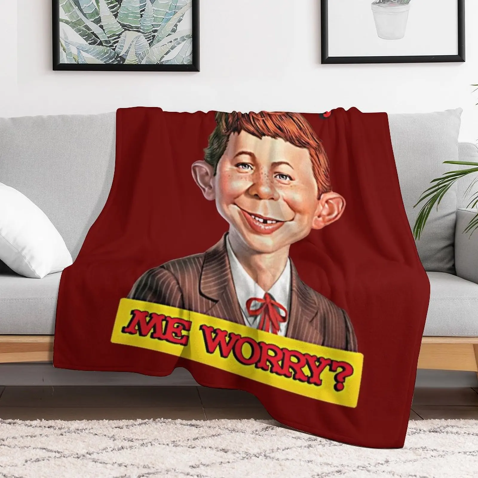 What, me worry? - Alfred Neuman v1 Throw Blanket Designers Decorative Beds Blankets