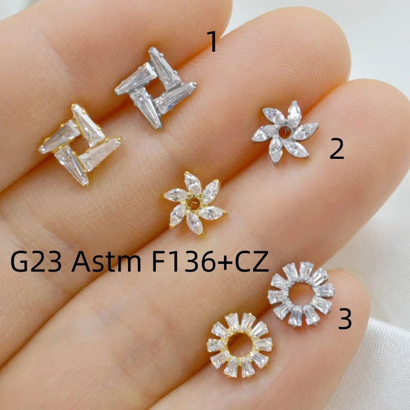 10 قطعة 16 جرام جميع G23 التيتانيوم ASTM F136 فراشة تشيكوسلوفاكيا الشفاه Labret بار الأذن اللولب الزنمة الرخ بار هيئة ثقب المجوهرات تألق جديد