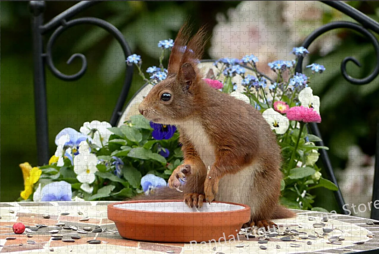 Esquilo anime impressão quebra-cabeça 300/500/1000 peças bonito animais de estimação quebra-cabeça para crianças adulto montado brinquedos educativos
