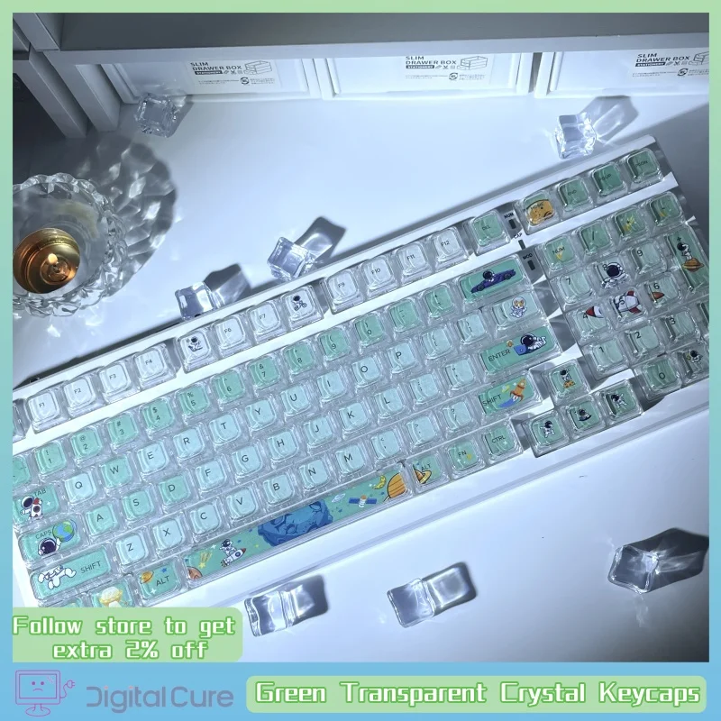 New Future Era Green Fully Transparent Crystal Keycaps 122 Keys Xda Height Pc Material Customized  Mechanical Keyboard Key Cap