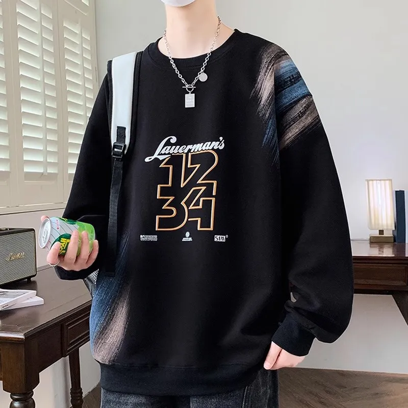 Thiened Fce Hoodie Sweatirt for Teenage Boys Spring Autumn Winter Print Long Sve T-irt High School Students Big Kids