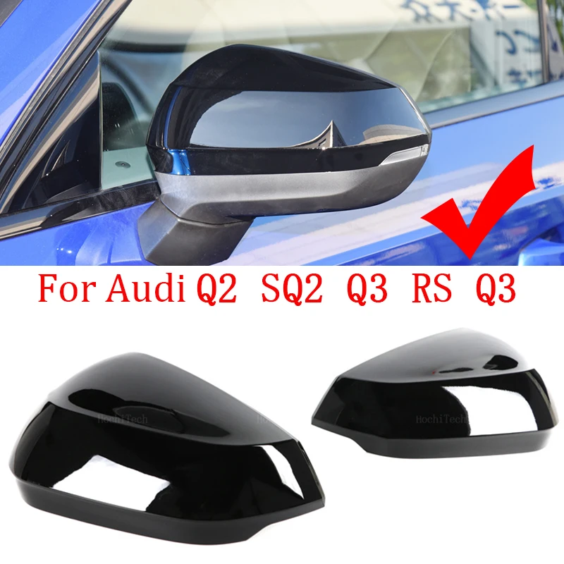 For Audi Q2 SQ2 Q3 RSQ3 2017 2018 2019 2020 2021-2024 Black Side Door Wing Mirror Cover Caps Housing Carbon Fiber Mirror cap