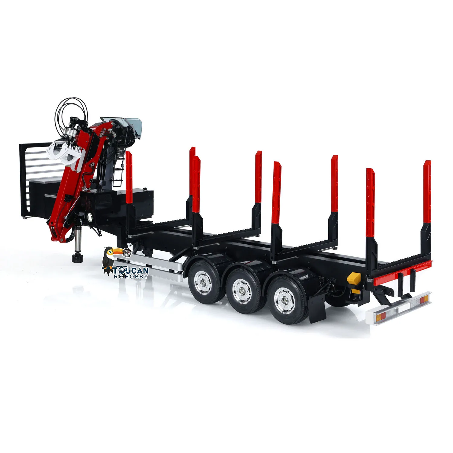 LESU RC Hydraulic Metal Timber Crane with 3-axle Trailer for 1/14 RC Log Trailers Wood Tractor Truck Car TOUCAN Customized Model