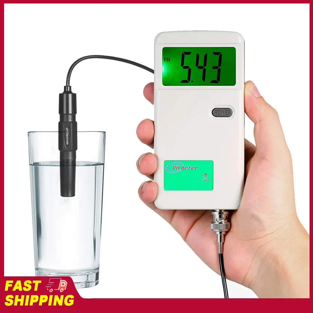 Digital PH Meter Backlight Display 0~14.00pH High Precision Water Quality Tester for Laboratory Drinking Water Hydroponics Tank
