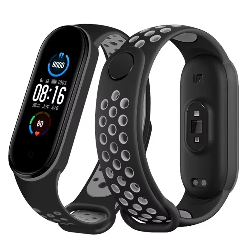 

Soft breathable silicone watch strap For Xiaomi Mi band 7 6 5 4 replacement Sports watch strap for Mi band 5 4 3 Correa Bracelet