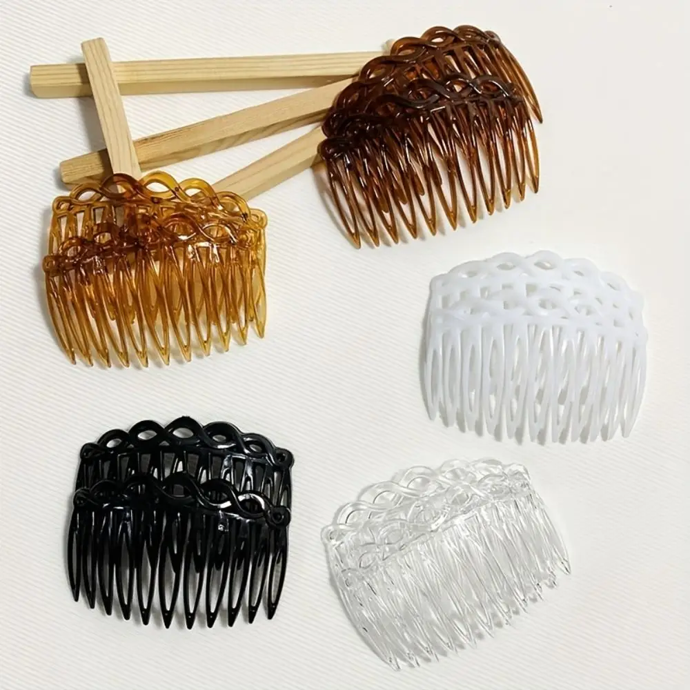 Portable 11 Teeth Simple Hair Clip Combs Straight Teeth Versatile Inserted Combs French Plastic Vintage Weaving Hairpins Girls