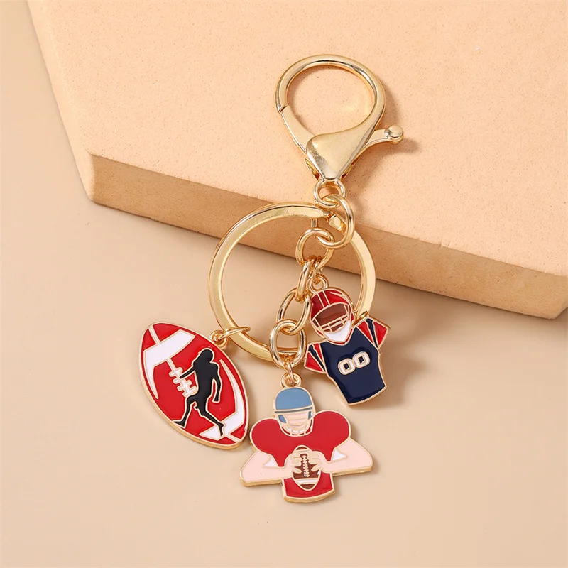 Aihua Emaille American-Football-Schlüsselanhänger für Frauen und Mädchen, Sportliebhaber, Fußball-Schlüsselanhänger, Handtaschenanhänger, Modeschmuck, Geschenke – Detail 9