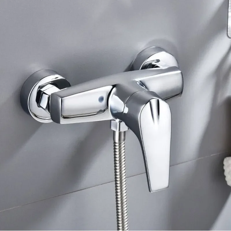 Hot and Cold Mixing Valve Wall Mounted Bathtub Faucet Single Handle Shower Faucet Se Bathroom Plumbing Valve Switch Chrome