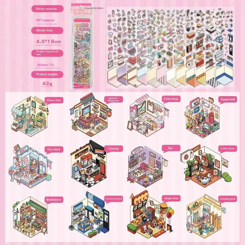 

New 24Pcs/sets Cartoon Scene DIY Toy Game 3D Landscape Stickers Collection Book Album Festival Birthday Gift For Kid Girl