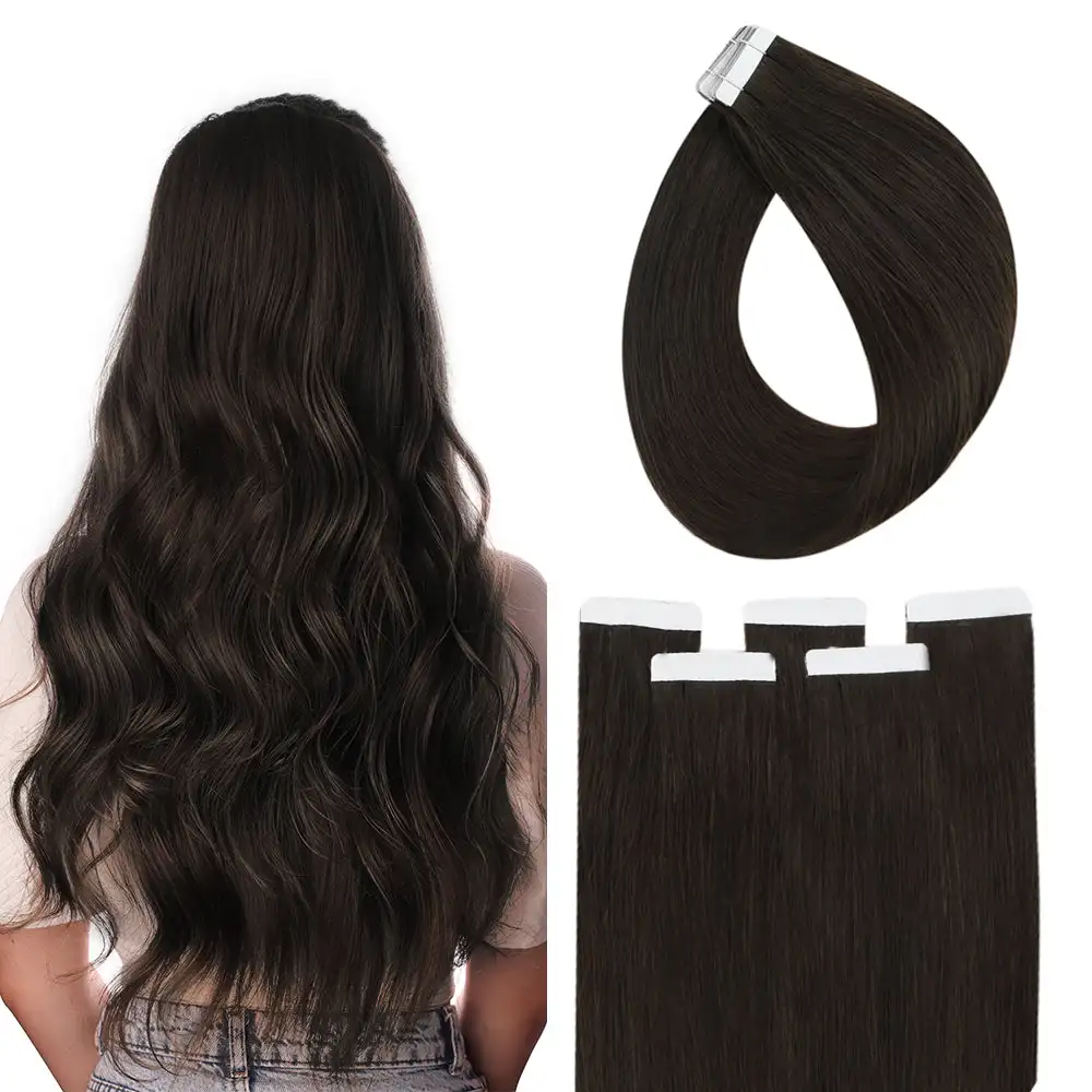 Full Shine Tape in Hair Extensions Virgin Hair 100% Real Human Hair Extensions 10A Grade Hair Extensions Tape Ins Pure Color