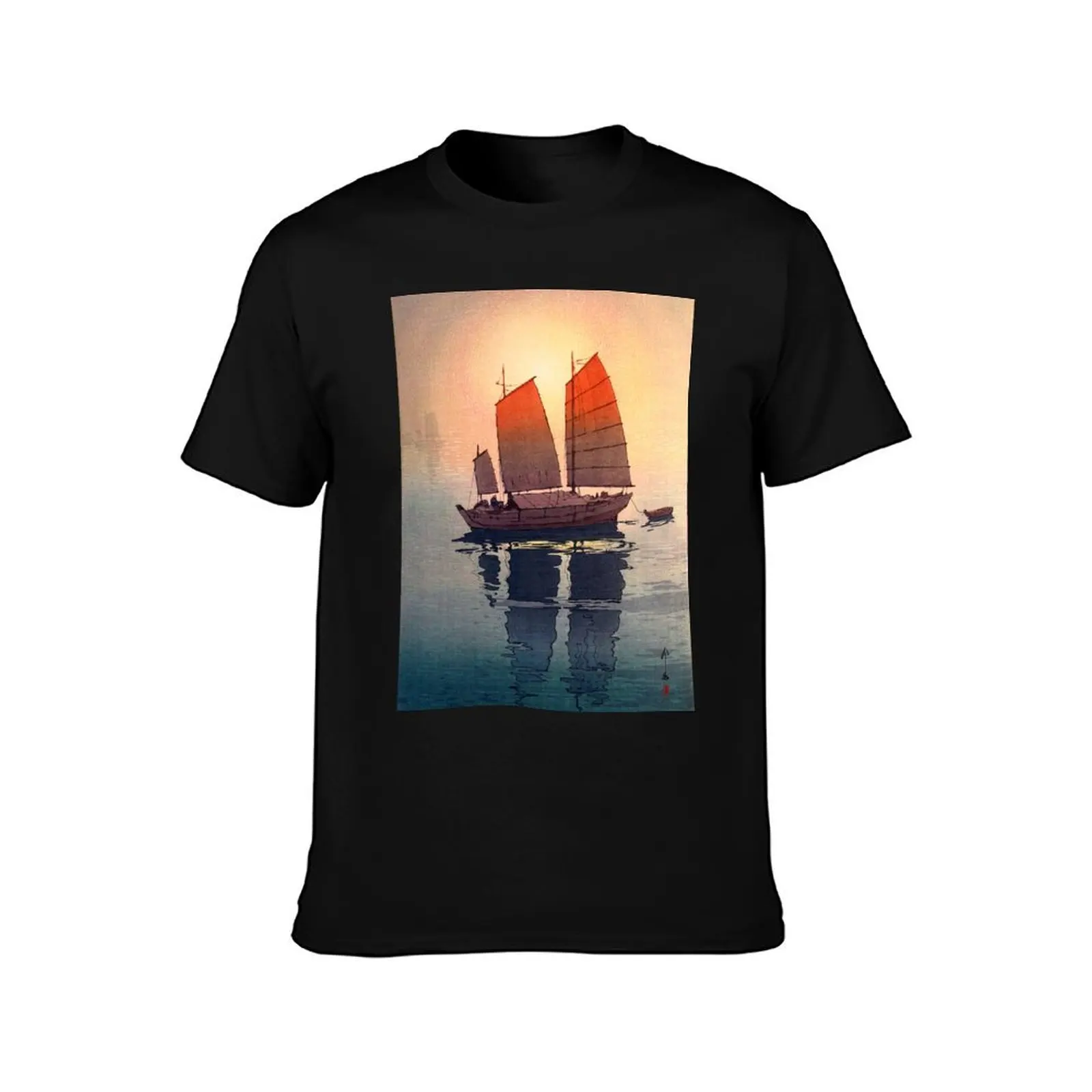 Yoshida Hiroshi - Sailing Boats in the Morning T-Shirt Casual Basic Street Style T-Shirt