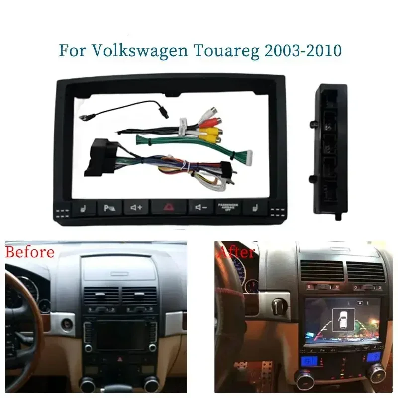 For Volkswagen VW Touareg GP 2003-2010 9 Inch Car Fascia Frame Cable Android Screen Android Dash Panel Frame Fascias Deco