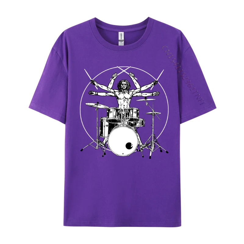 Drumming Drum Da Vinci Vitruvian Man Drummer Europe Tops & Tees For Men Custom Top T-Shirt Normal 2024 Clothing Shirt