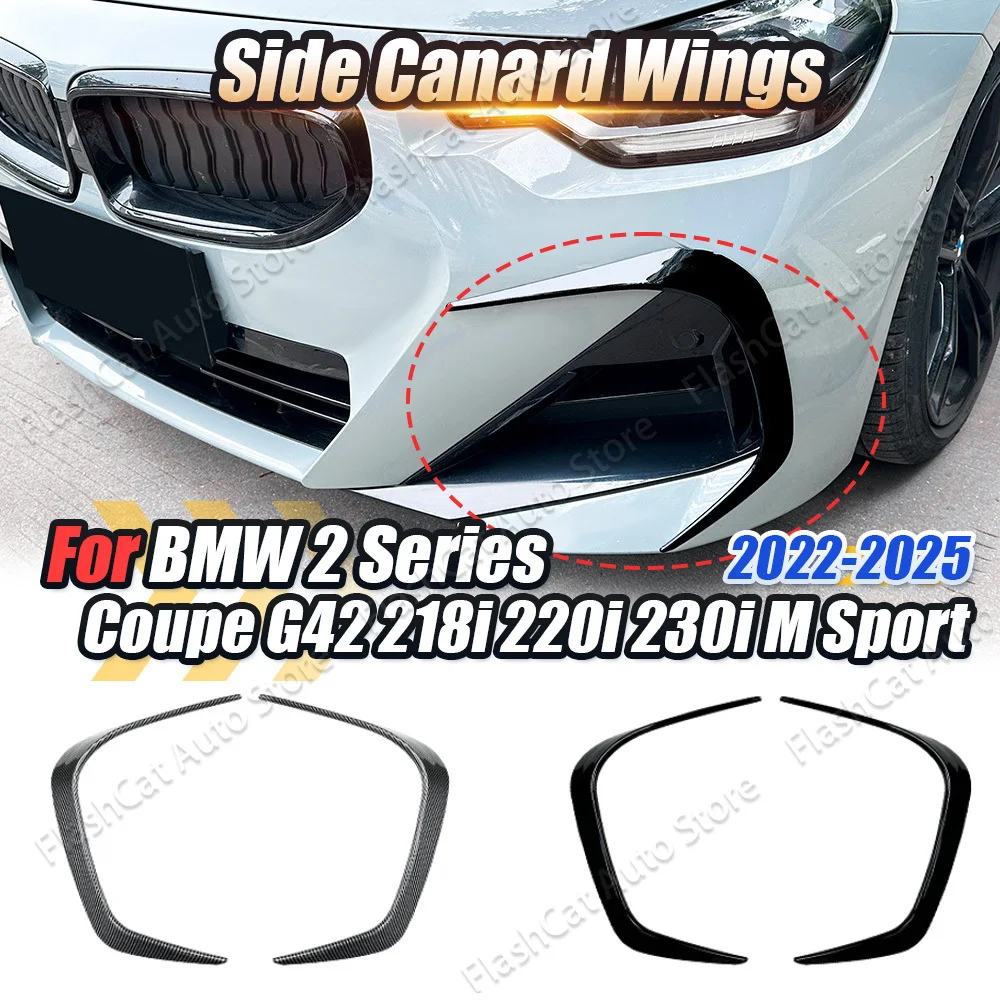 

G42 Canard Bumper Lip Front Side Spoiler Splitter Body Kits For BMW 2 Series Coupe G42 M Sport 220i 230i M240i 2 Doors 2022-2024