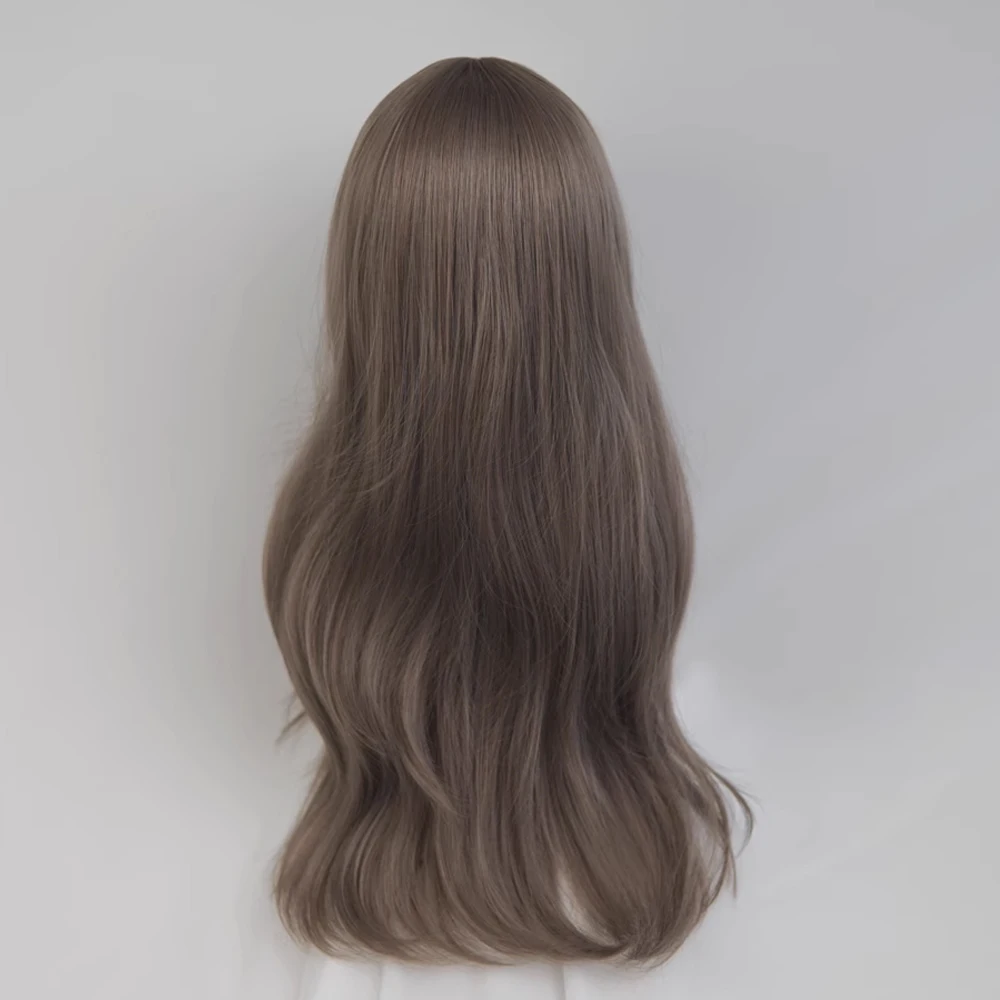 Synthetic Long Wavy Brown Wigs Middle Part Lolita Cosplay Women Natural Fluffy Hair Wig for Daily Party