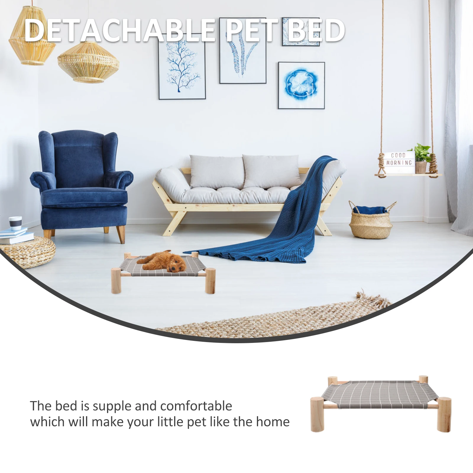 

Detachable Pet Bed Elevated Washable Cat Dog Small Animal Breathable Portable Hamster Home Sturdy Comfortable Premium Material