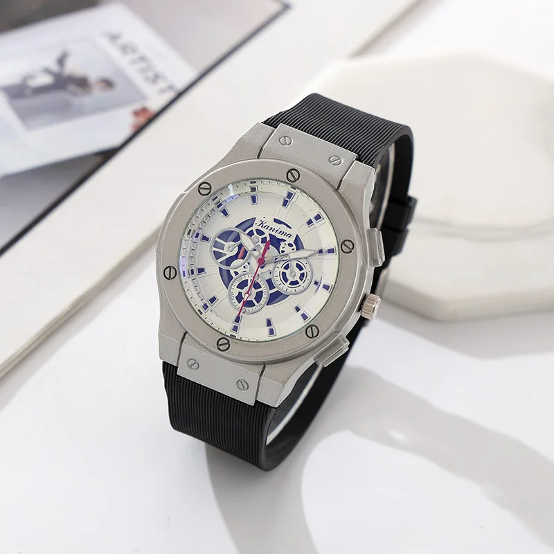 Men Stainless Steel Silicone Strap Watch Fashion Business Casual Watches Cheap Gift