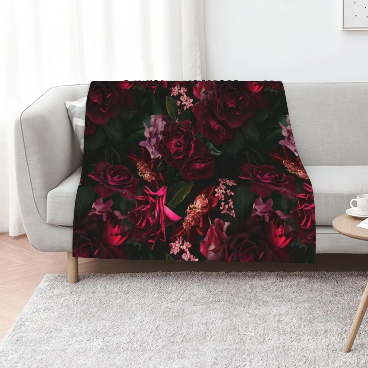 Antique Midnight Botanical Flower Rose Garden Throw Blanket cosplay anime Hairys Flannel Soft Plaid Custom Furrys Blankets