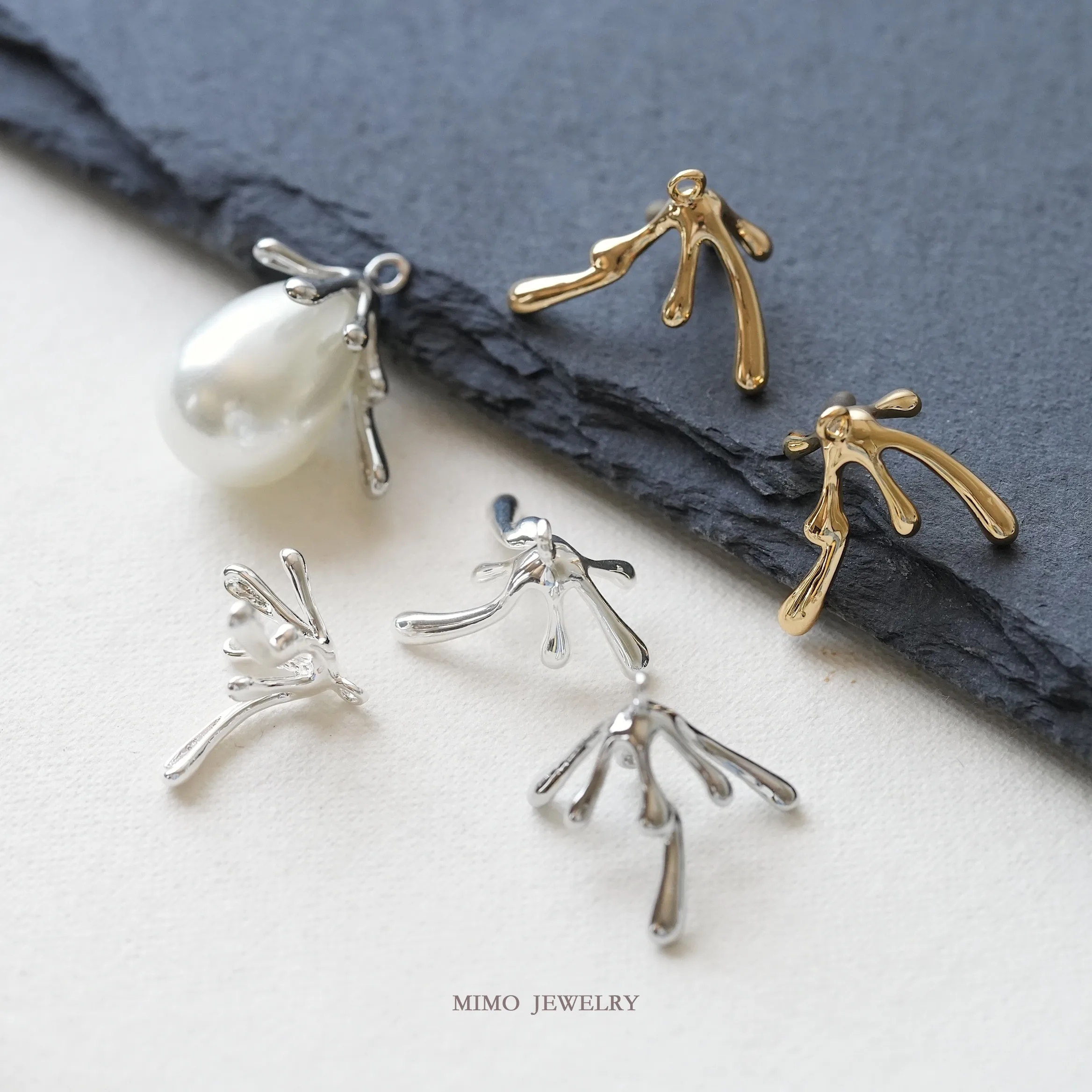 Irregular Umbrella Shaped Bead Cap Water Droplet Empty Holder Charms Pendant Supplies DIY Hand Brass Gold Plated Accessories