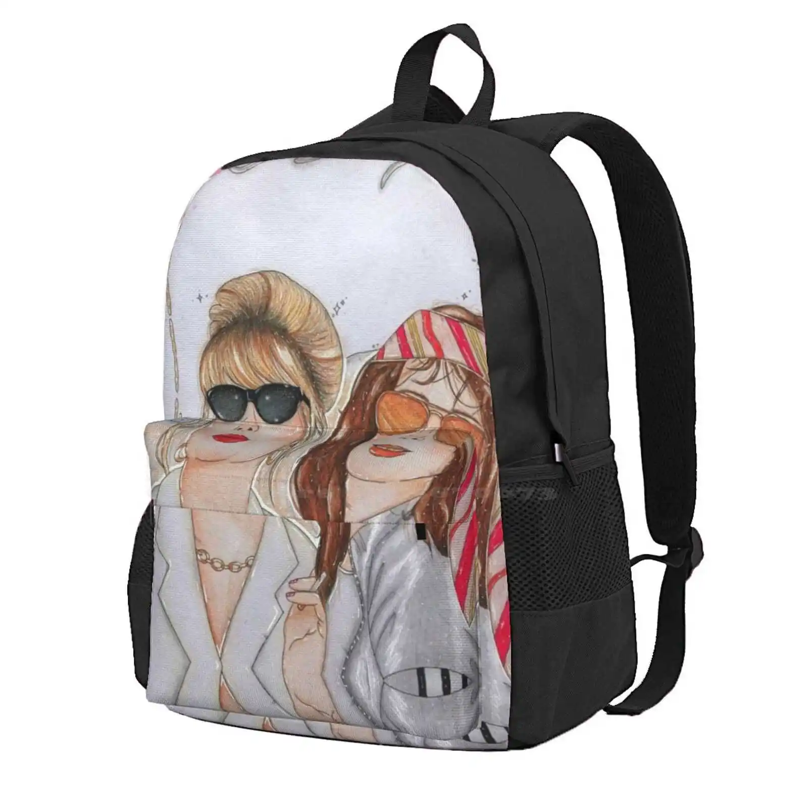 

Ab Fab - Original Pencil Artwork Hot Sale Schoolbag Backpack Fashion Bags Ab Fab Absolutely Champagne Fabulous Cigarette Patsy