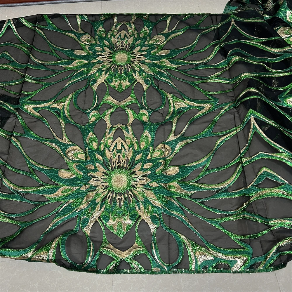 قماش دانتيل جاكار نيجيري أفريقي مطرز، تطريز، 2025، فساتين سهرة، تول، كربون، قماش لكل متر، جودة عالية، 5 ياردات #2