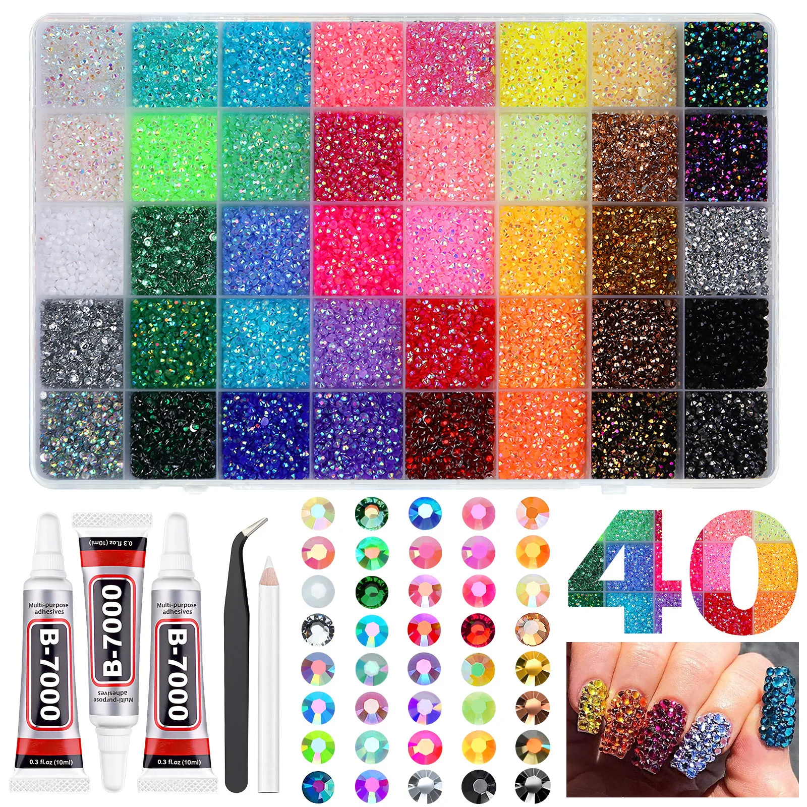 28Grid 3/4/5/6mm Gemengde Kleur Harsen Boor AB Strass Set Platte Achterkant Nagelboor Voor Telefoon Kleding DIY Decoratie Nagels Ambachten