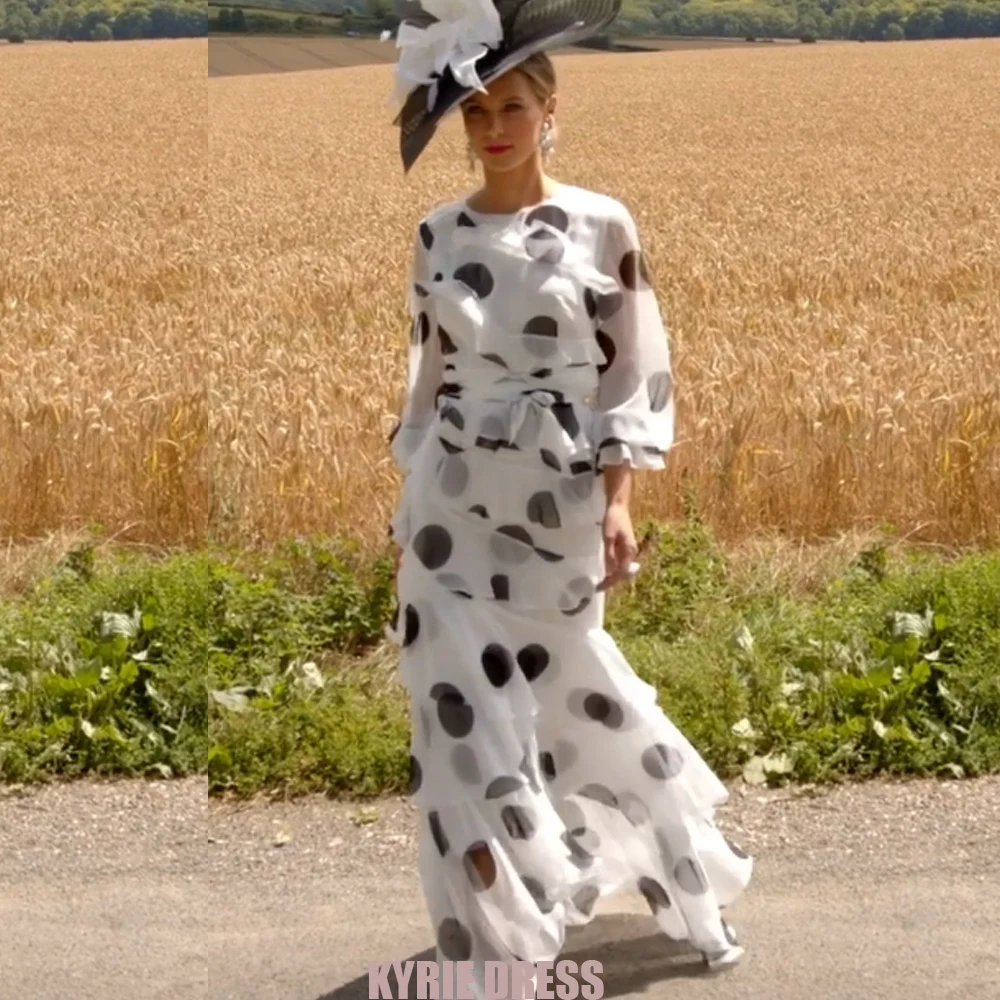 Customized Mother of The Bride Dresses 2026 3/4 Sleeves Scoop Neck A Line Tiered Polka Dot Wedding Guest Party Evening Dresses