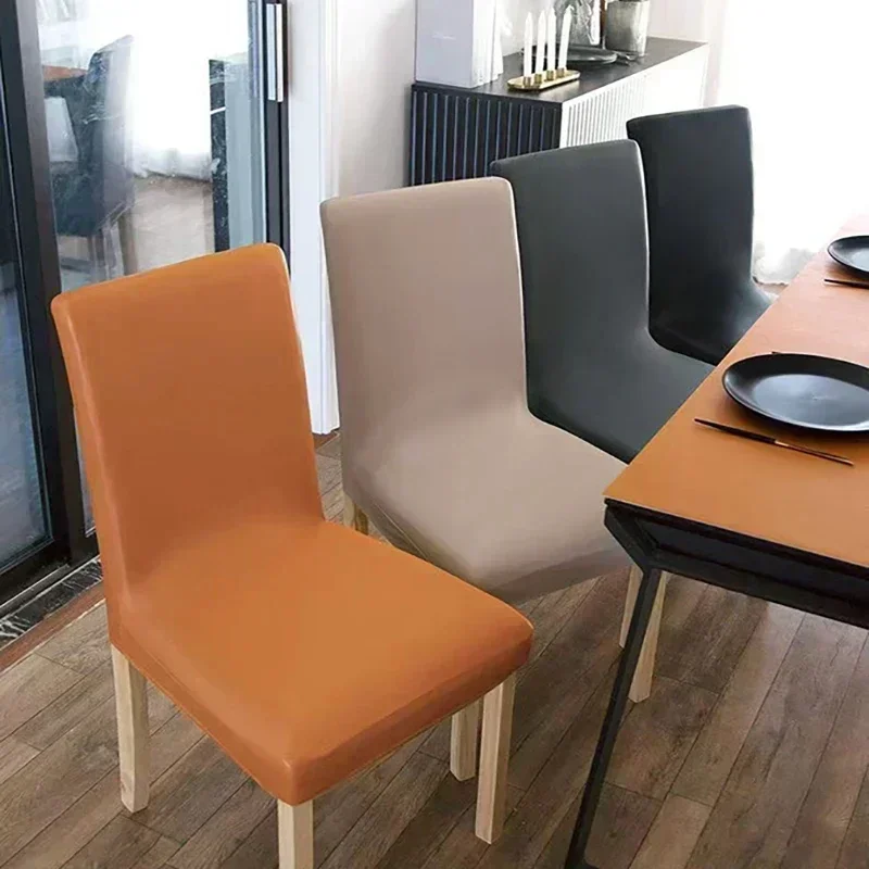 Kalınlaşmış su geçirmez ve anti-kirlenme yemek sandalye kılıfı deri her şey dahil ev restoran sandalye kılıfı teknoloji bez elas