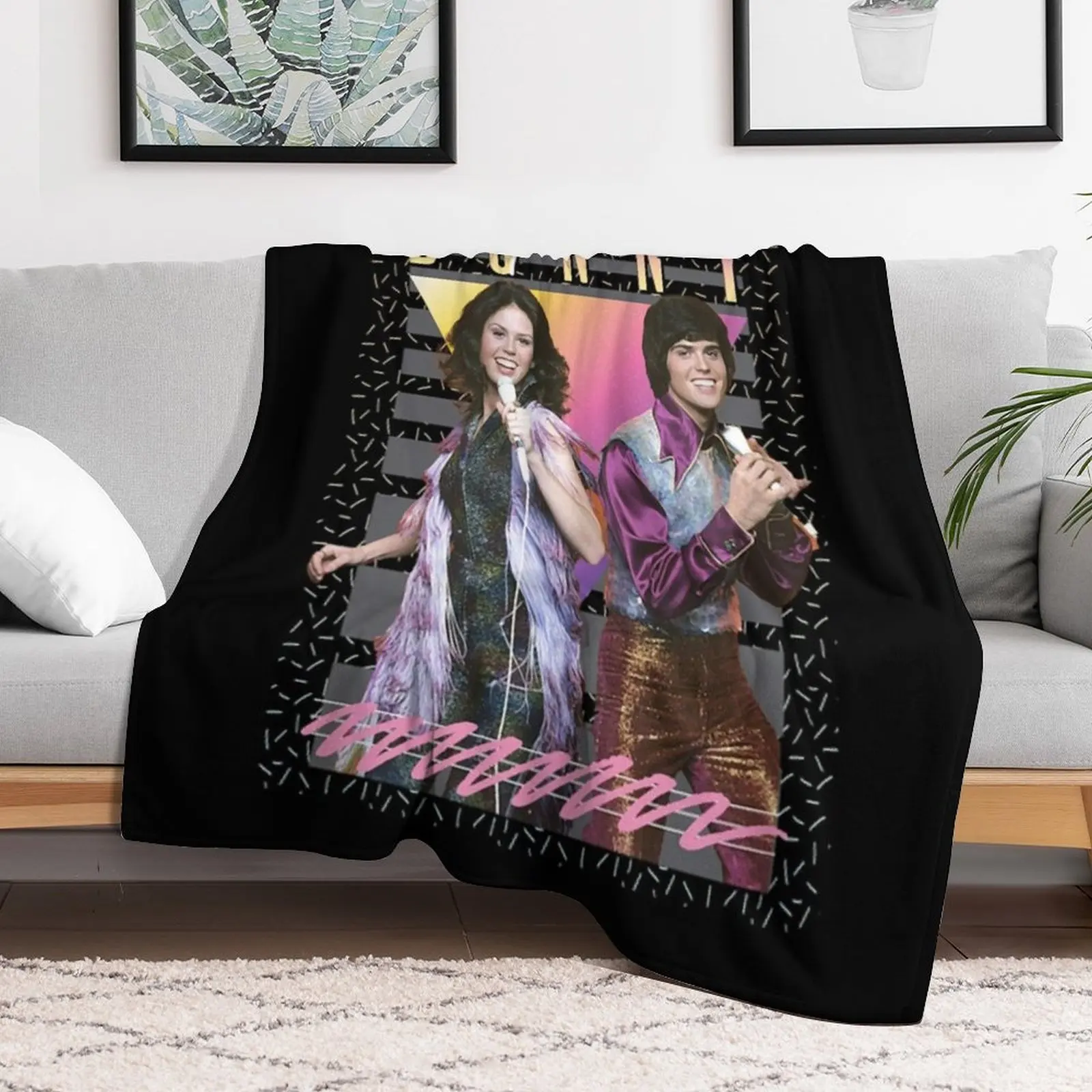 Donny and Marie Osmond 80s Retro Aesthetic Fan Art Throw Blanket Cozy Microfiber Throw Blanket for Home Bedroom