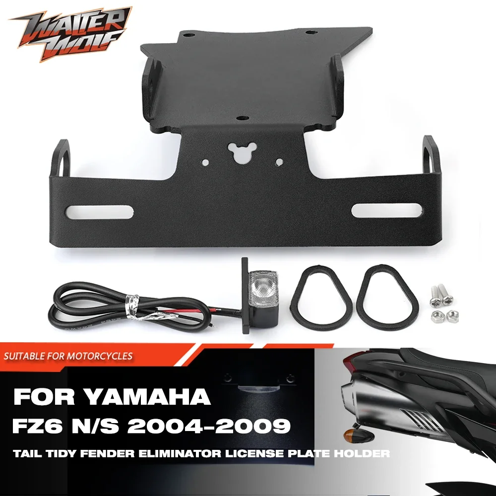 

Motorcycle Tail Tidy Fender Eliminator License Number Plate Frame Holder Bracket LED Light For YAMAHA FZ-6N FZ6 S2 N/S 2004-2009