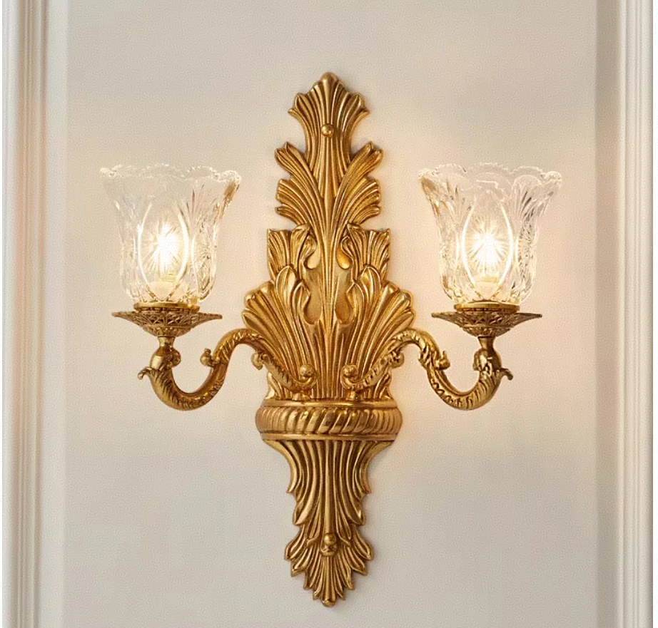 Copper Wall Lamp Wall Sconces Classical Golden Brass Wall Lamp Brass Wall Bracket Crystal Shade Modern Brass Wall Lamp Lustre