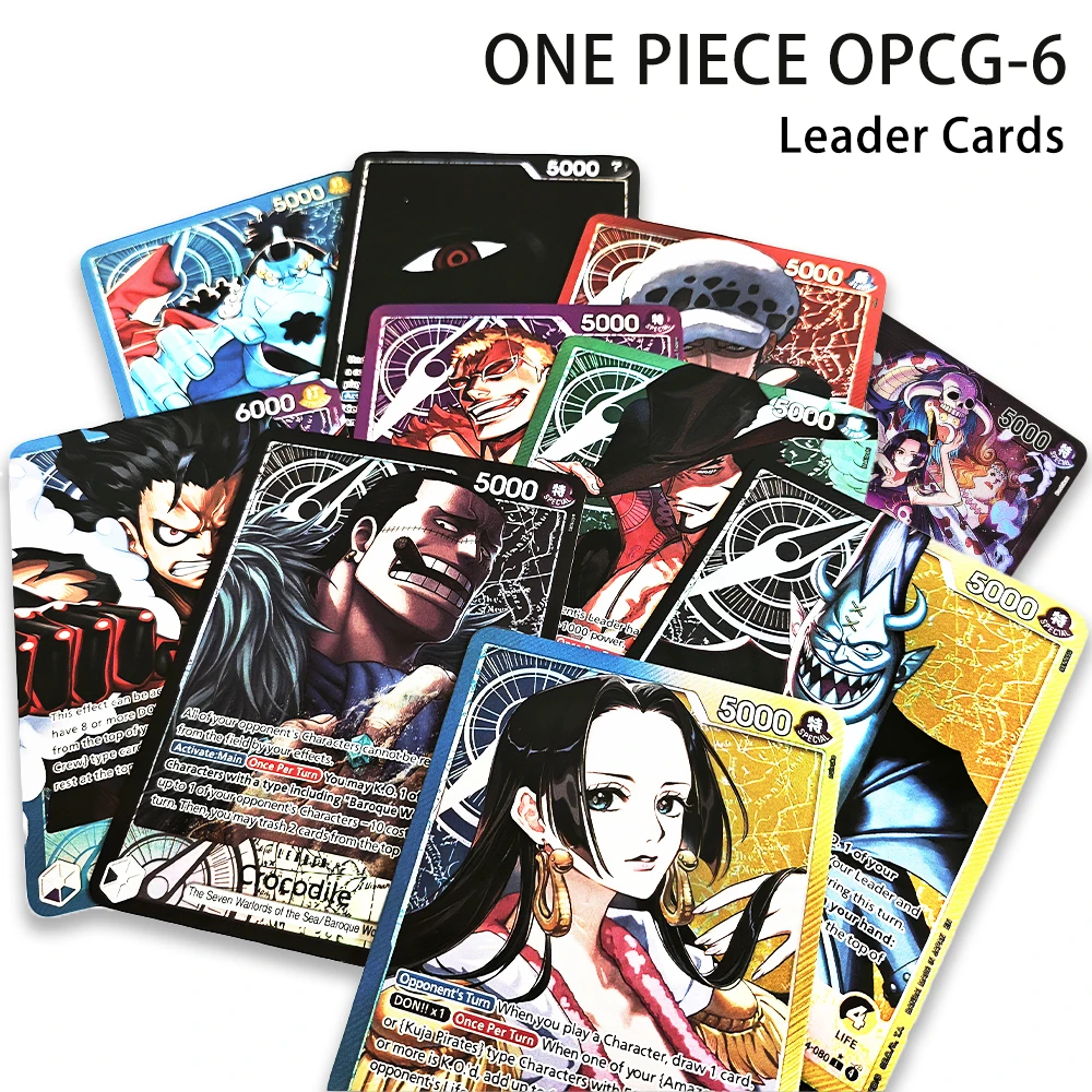 One Piece TCG OPCG Englisch OP-6 Texturierte Folien-Leaderkarte Anime Sammelkarten Boa Hancock/Luffy/Law/Jinbe-Spielzeug & Hobbys