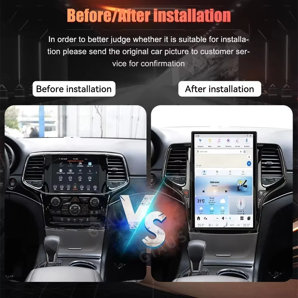 14.4 Inch Android 8+128GB For JEEP Grand Cherokee 2010-2021 Style Car GPS Navigation Multimedia Player Radio Tape Headunit