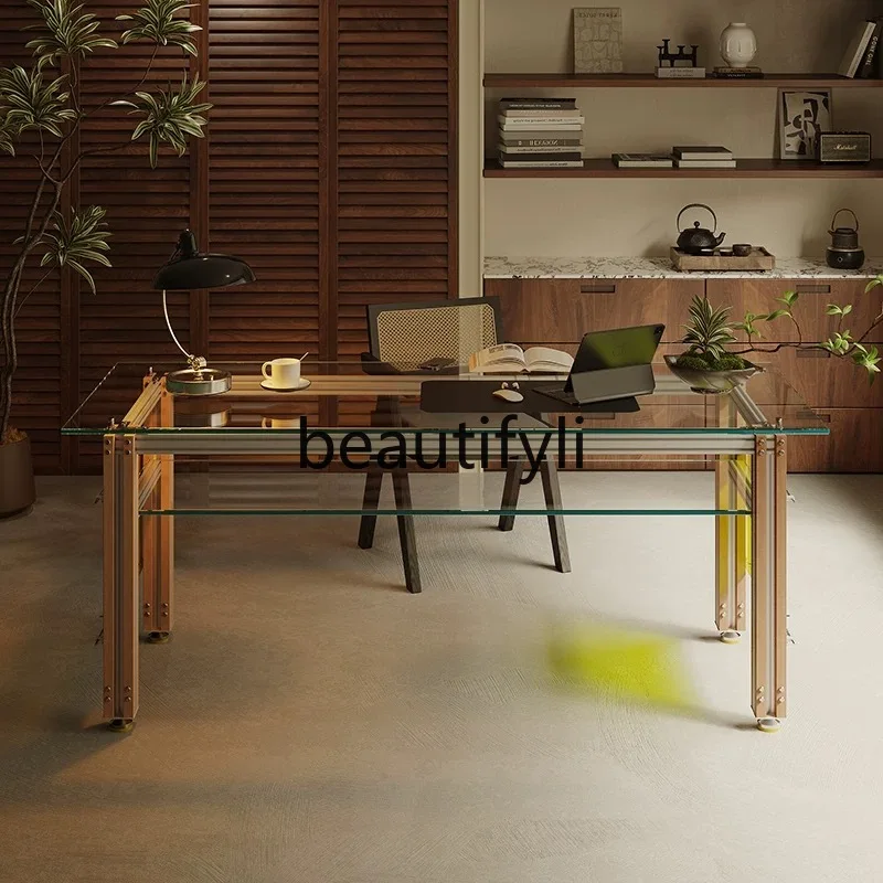 

Computer desk Tempered glass table Home study desk Work desk